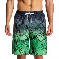 Polyester Quick Dry & Plus Size Men Beach Shorts flexible & loose printed leaf pattern green PC