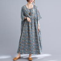 Cotton long style & A-line One-piece Dress slimming & loose printed floral mixed colors PC