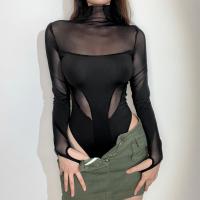 Polyester Slim Women Jumpsuit patchwork black PC