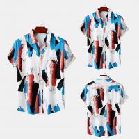 Polyester Men Short Sleeve Casual Shirt & loose Polyester printed multi-colored PC