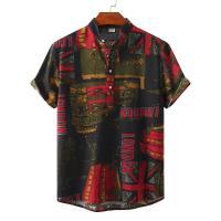 Polyester Men Short Sleeve Casual Shirt & loose Polyester printed multi-colored PC