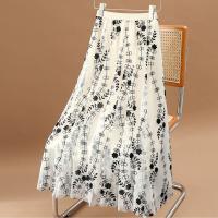 Polyester High Waist Skirt large hem design & mid-long style & slimming shivering : PC