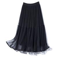 Polyester High Waist Skirt mid-long style & slimming Solid : PC