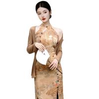 Polyester Frauen Cheongsam, Gedruckt, Pflanze, mehr Farben zur Auswahl,  Stück