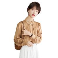 Polyester Women Long Sleeve Shirt slimming & loose Solid PC