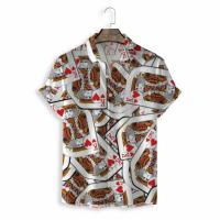 Polyester Men Short Sleeve Casual Shirt & loose printed red PC