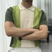 Viscose Slim Polo Shirt knitted green PC