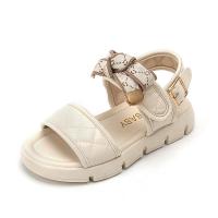 Rubber & PU Leather velcro Children Sandals & breathable Solid Pair