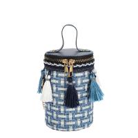 Woollen Cloth Bucket Bag & Weave Handbag with chain & bun & attached with hanging strap Solid PC