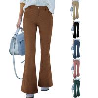 Polyester Slim & High Waist Women Long Trousers patchwork Solid PC