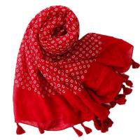 Voile Fabric Tassels Women Scarf can be use as shawl & sun protection & thermal Plain Weave dot PC