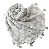 Polyester Tassels Women Scarf can be use as shawl & sun protection & thermal Plain Weave green PC