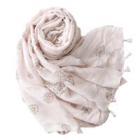 Polyester Tassels Women Scarf can be use as shawl & sun protection & thermal Plain Weave floral white PC
