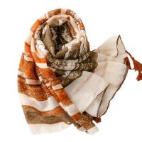 Voile Fabric Tassels Women Scarf can be use as shawl & sun protection & thermal Plain Weave striped mixed colors PC