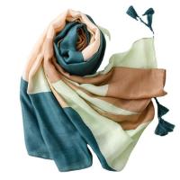 Polyester Tassels Women Scarf can be use as shawl & sun protection & thermal Plain Weave geometric mixed colors PC