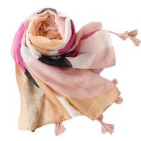 Voile Fabric Tassels Women Scarf can be use as shawl & sun protection & thermal Plain Weave floral mixed colors PC