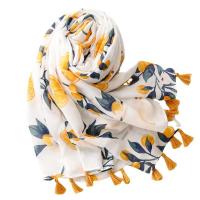 Polyester Tassels Women Scarf can be use as shawl & sun protection & thermal Plain Weave fruit pattern mixed colors PC
