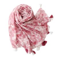 Voile Fabric Tassels Women Scarf can be use as shawl & sun protection & thermal Plain Weave floral pink PC