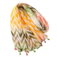 Voile Fabric Tassels Women Scarf can be use as shawl & sun protection & thermal Plain Weave geometric mixed colors PC
