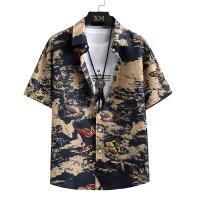 Polyester Men Short Sleeve Casual Shirt & loose printed butterfly pattern PC