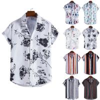 Poliéster Hombres de manga corta camisa casual, impreso, diferente color y patrón de elección, más colores para elegir,  trozo