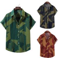 Polyester & Katoen Mannen korte mouw Casual Shirt Afgedrukt Anderen meer kleuren naar keuze stuk