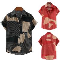 Cotton Linen Plus Size Men Short Sleeve Casual Shirt & loose printed Others PC