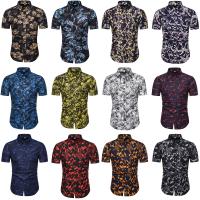 Poliéster Hombres de manga corta camisa casual, impreso, diferente color y patrón de elección, más colores para elegir,  trozo