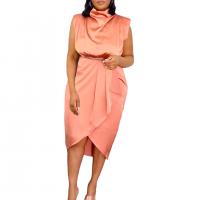 Polyester Plus Size One-piece Dress irregular Solid PC