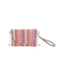 Straw Box Bag & Easy Matching Crossbody Bag with chain rainbow pattern PC
