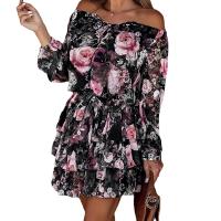 Polyester Tube Top Dress & off shoulder & breathable printed PC