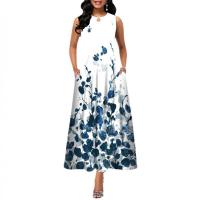 Polyester Plus Size One-piece Dress large hem design printed PC