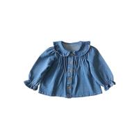 Cotton Girl Coat & loose patchwork heart pattern blue PC