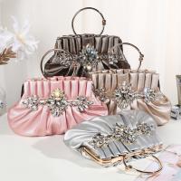 PU Leather hard-surface & Pleat Clutch Bag with chain & with rhinestone PC