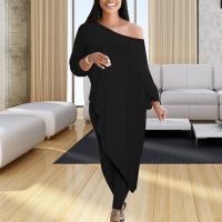 Polyester Plus Size Women Casual Set & two piece Long Trousers & long sleeve blouses patchwork Solid Set