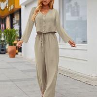 Cotton Plus Size Women Casual Set & two piece Long Trousers & long sleeve blouses patchwork Solid Set