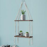 Cotton Cord & Wood Flower Rack Hanging Style handmade PC