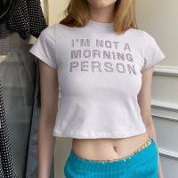 Polyester Vrouwen korte mouw T-shirts Brief meer kleuren naar keuze stuk
