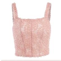 Polyester Slim Camisole see through look & backless patchwork PC