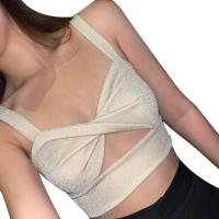 Polyester Slim Camisole midriff-baring & backless & hollow patchwork Solid PC