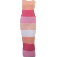 Polyester Waist-controlled & Slim Sexy Package Hip Dresses backless & off shoulder knitted PC