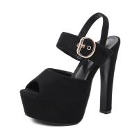 Rubber chunky & Platform High-Heeled Shoes Solid black Pair