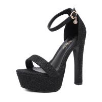Rubber Platform High-Heeled Shoes & sweat absorption & breathable Solid black Pair