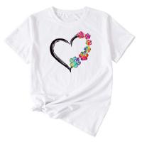 Coton T-shirts femmes à manches courtes Imprimé motif cardiaque plus de couleurs pour le choix pièce