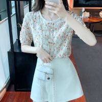 Polyester Women Short Sleeve Blouses slimming embroidered shivering Apricot PC
