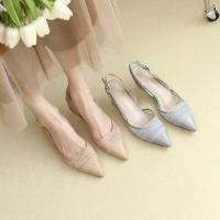 Microfiber PU Synthetic Leather High-Heeled Shoes & breathable Solid Pair