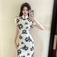 Polyester Slim Sexy Package Hip Dresses printed floral PC