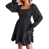 Polyester Plus Size One-piece Dress slimming Solid PC