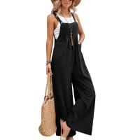 Polyester and Cotton Plus Size Long Jumpsuit & loose & with pocket Solid PC