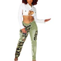 Cotton Middle Waist Women Jeans printed camouflage PC